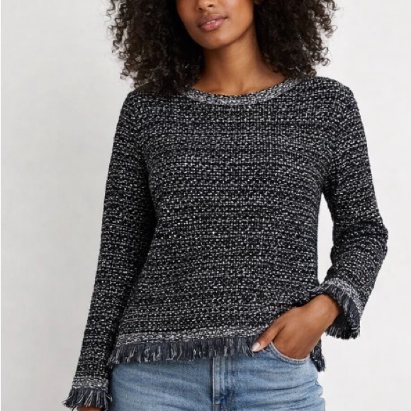 Ann Taylor Sweaters - NWT Ann Taylor Black, White and Metallic Silver Textured Crew Neck Sweater.